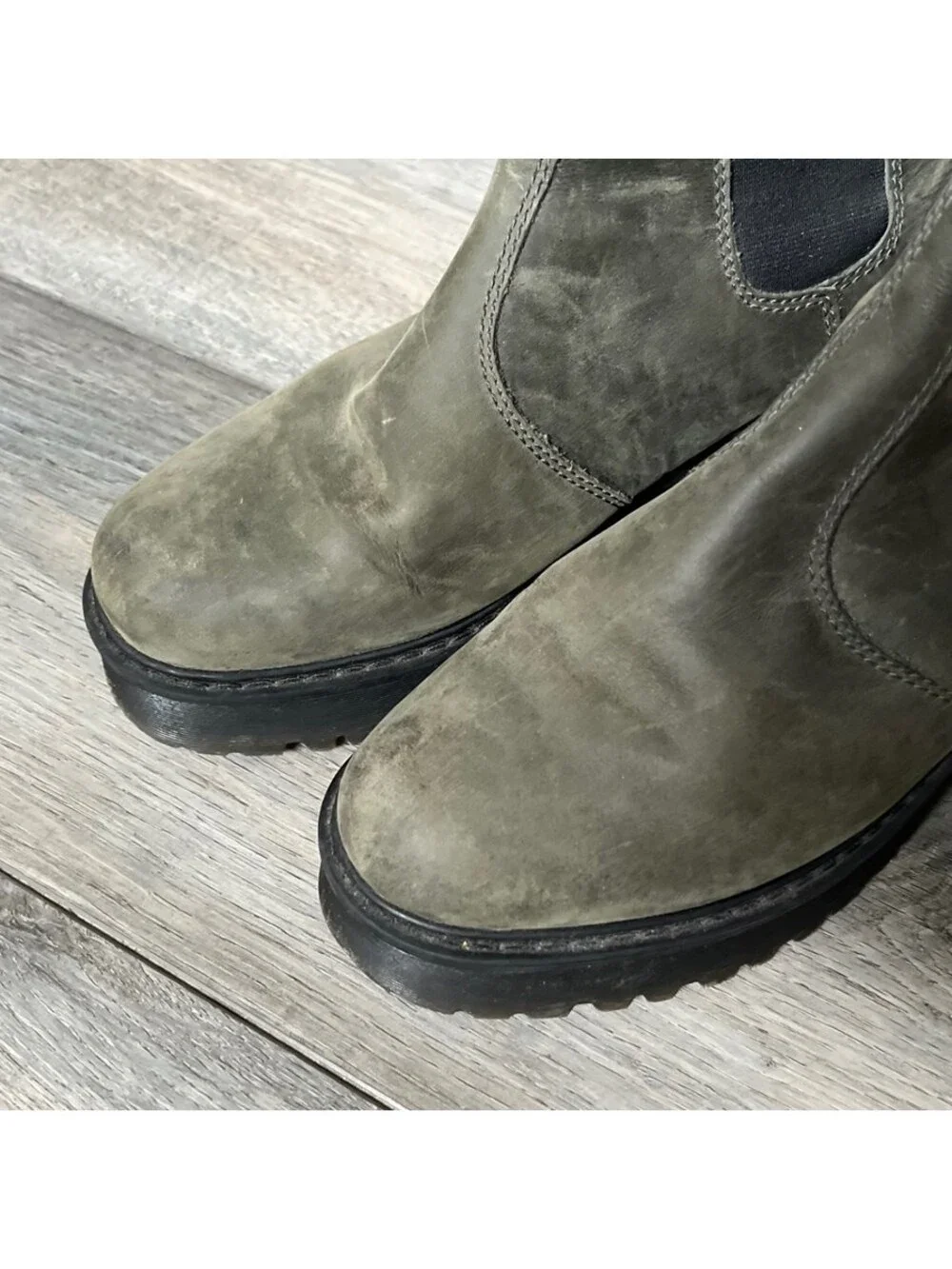 Dr. Martens Women's 9 Rometty Chelsea Platform Ankle Boots Slate Green